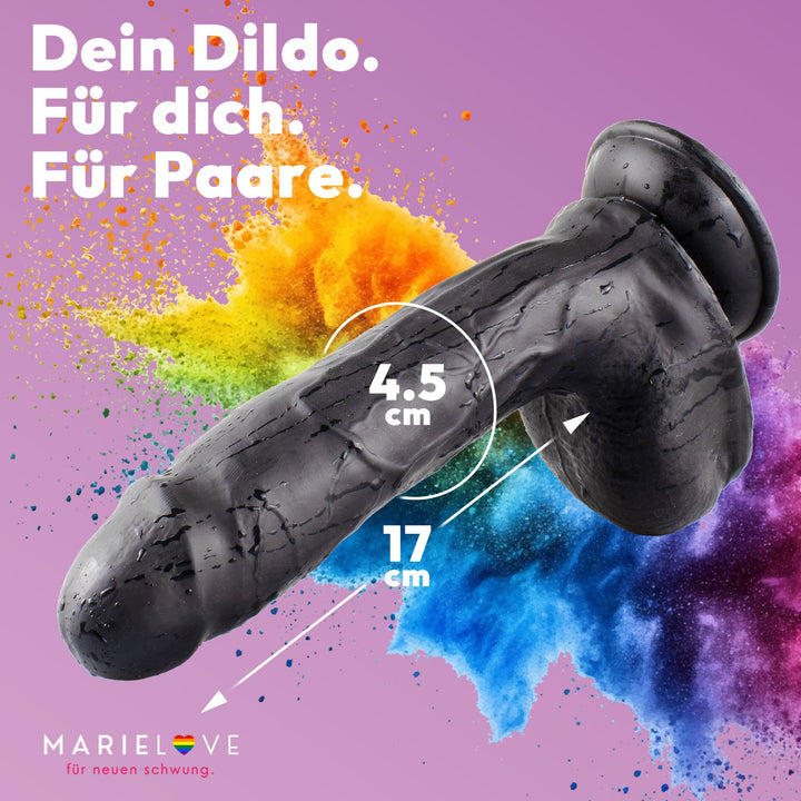 Marielove Dildo 21,5 cm Realistisch mit Saugnapf-Basis, Schwarz