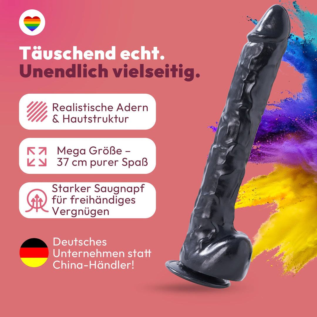37cm XXL Dildo no Vibrator Sex Toy Saugnapf Penis Anal PVC 3D Adern Hoden