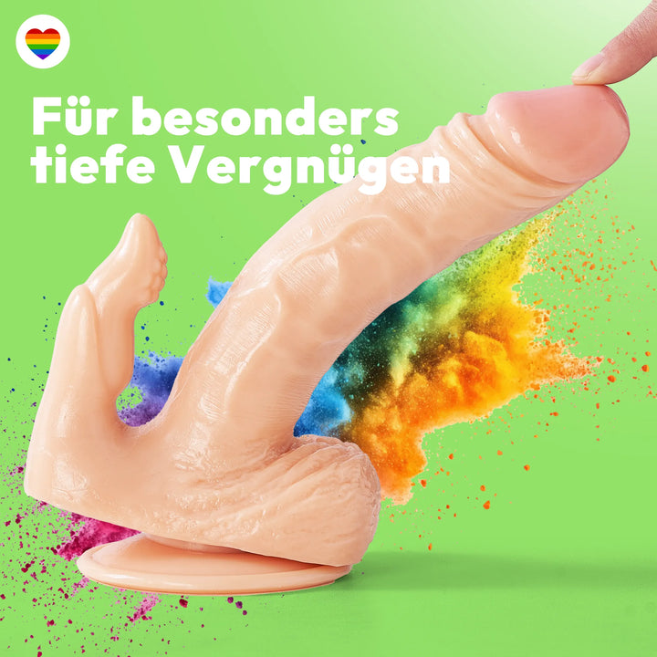 17cm Doppel Dildo no Vibrator Sex Toy Saugnapf Penis Anal PVC 3D Adern Hoden