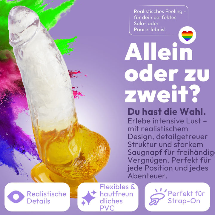 Extrem gebogener Dildo mit Saugnapf 21 cm 4 Farben