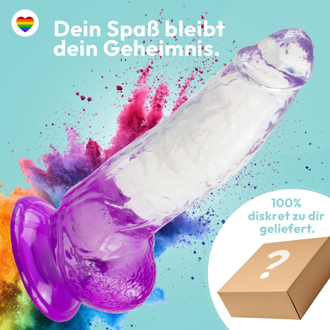 Extrem gebogener Dildo mit Saugnapf 21 cm 4 Farben
