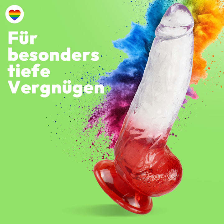 Extrem gebogener Dildo mit Saugnapf 21 cm 4 Farben