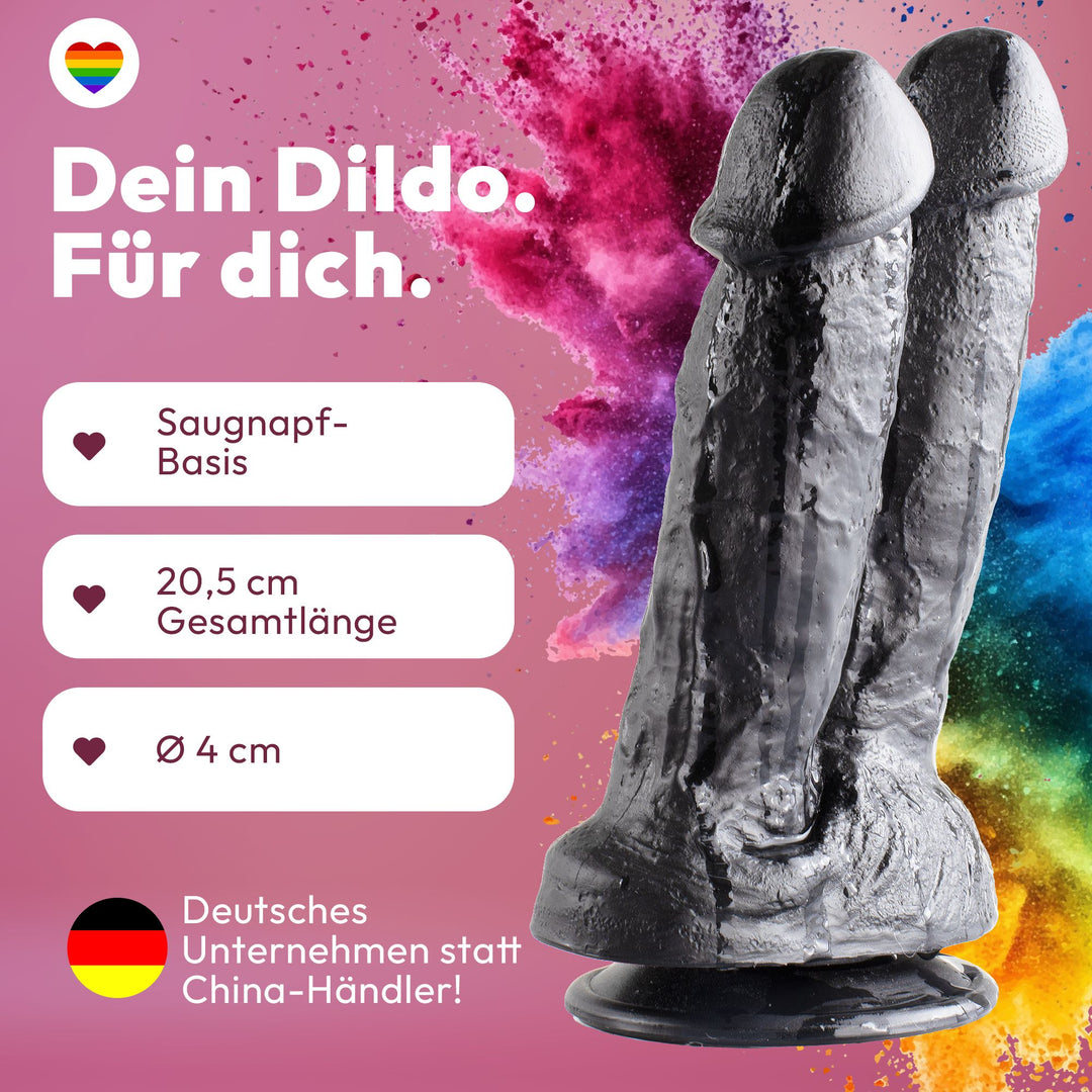Marielove Doppeldildo 15,5cm Schwarz mit Saugnapf-Basis–zwei Schäfte Ø 4 cm