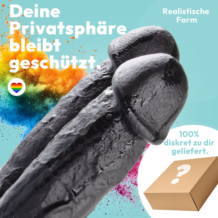 Marielove Doppeldildo 15,5cm Schwarz mit Saugnapf-Basis–zwei Schäfte Ø 4 cm