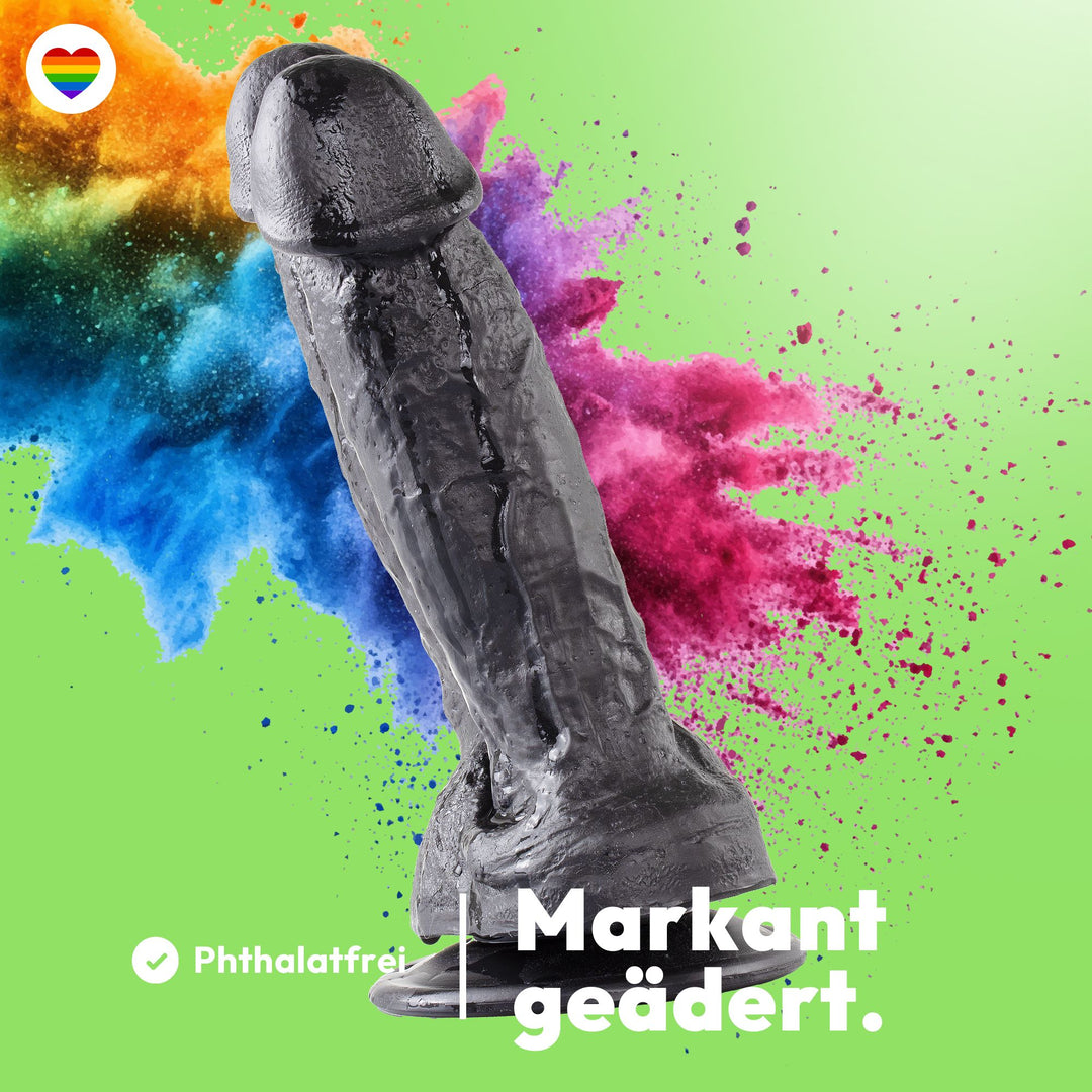 Marielove Doppeldildo 15,5cm Schwarz mit Saugnapf-Basis–zwei Schäfte Ø 4 cm