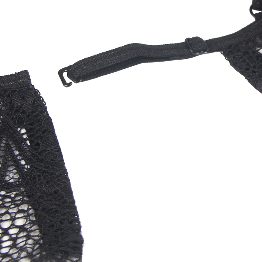 Sexy Schwarzes Spitzen Dessous Set 2-teilig Bralette, 95% Polyester, 5% Elastan