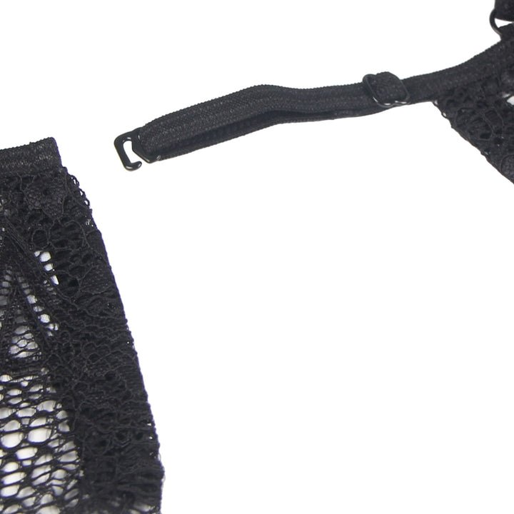 Sexy Schwarzes Spitzen Dessous Set 2-teilig Bralette, 95% Polyester, 5% Elastan
