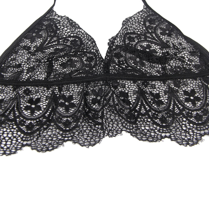 Sexy Schwarzes Spitzen Dessous Set 2-teilig Bralette, 95% Polyester, 5% Elastan