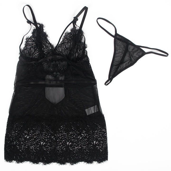 Sexy Black Lace Babydoll – Adjustable Shoulder Straps, Tight Fit, High-Quality Lingerie