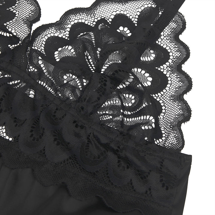 Black Lace Floral Babydoll – Back Closure Hook & Eye, Sexy High-Quality Lingerie