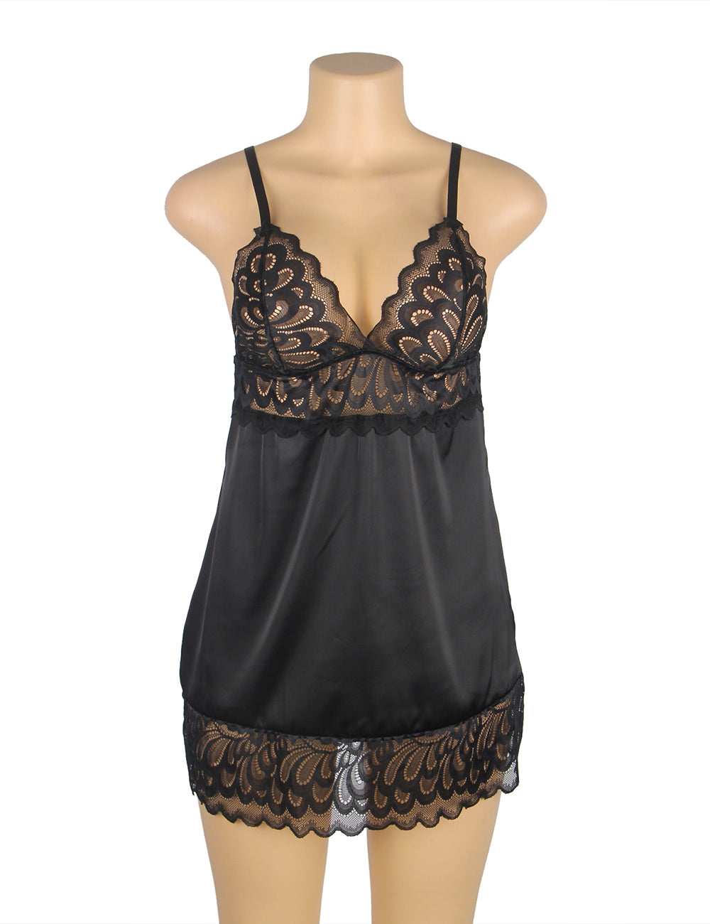 Black Lace Floral Babydoll – Back Closure Hook & Eye, Sexy High-Quality Lingerie