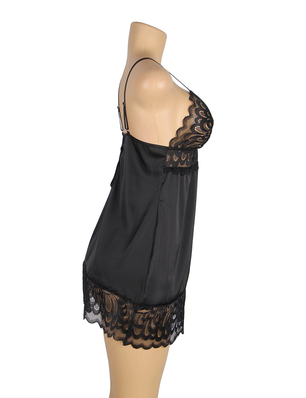 Black Lace Floral Babydoll – Back Closure Hook & Eye, Sexy High-Quality Lingerie