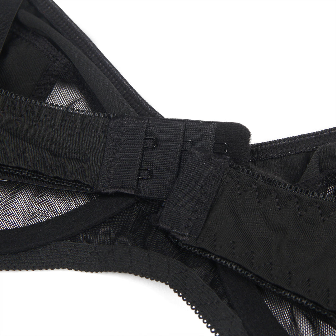 Black Mesh Underwire Lingerie Set – Garter & Bra, Sexy High-Quality Outfit