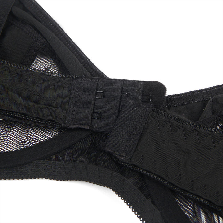 Black Mesh Underwire Lingerie Set – Garter & Bra, Sexy High-Quality Outfit