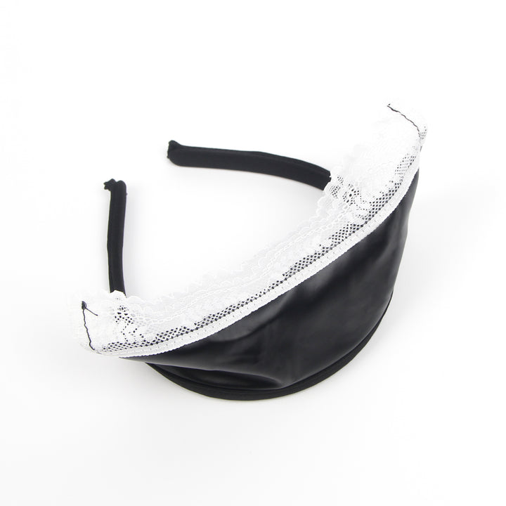 Sexy Maid Kostüm – Schwarzes PU-Leder & Mesh, Cosplay Outfit, Dessous