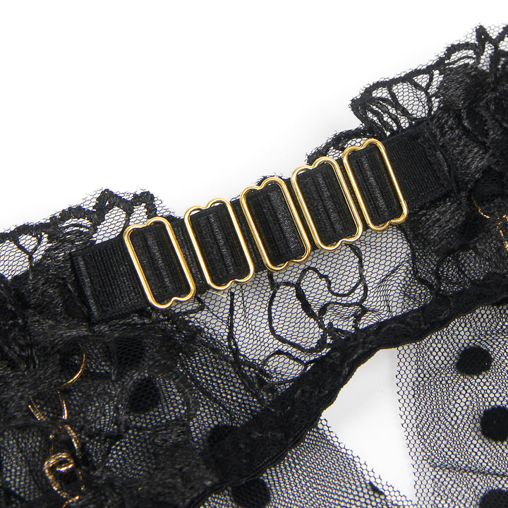 Sexy Schwarzes Spitzen-Lingerie Set – BH, Slip & Strapse, verführerische Dessous