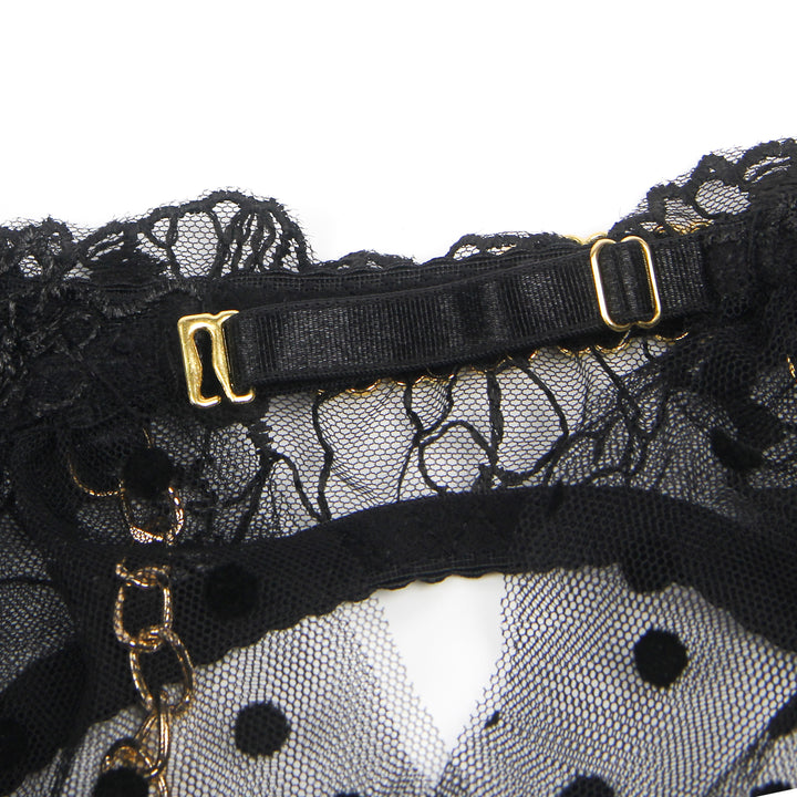 Sexy Schwarzes Spitzen-Lingerie Set – BH, Slip & Strapse, verführerische Dessous