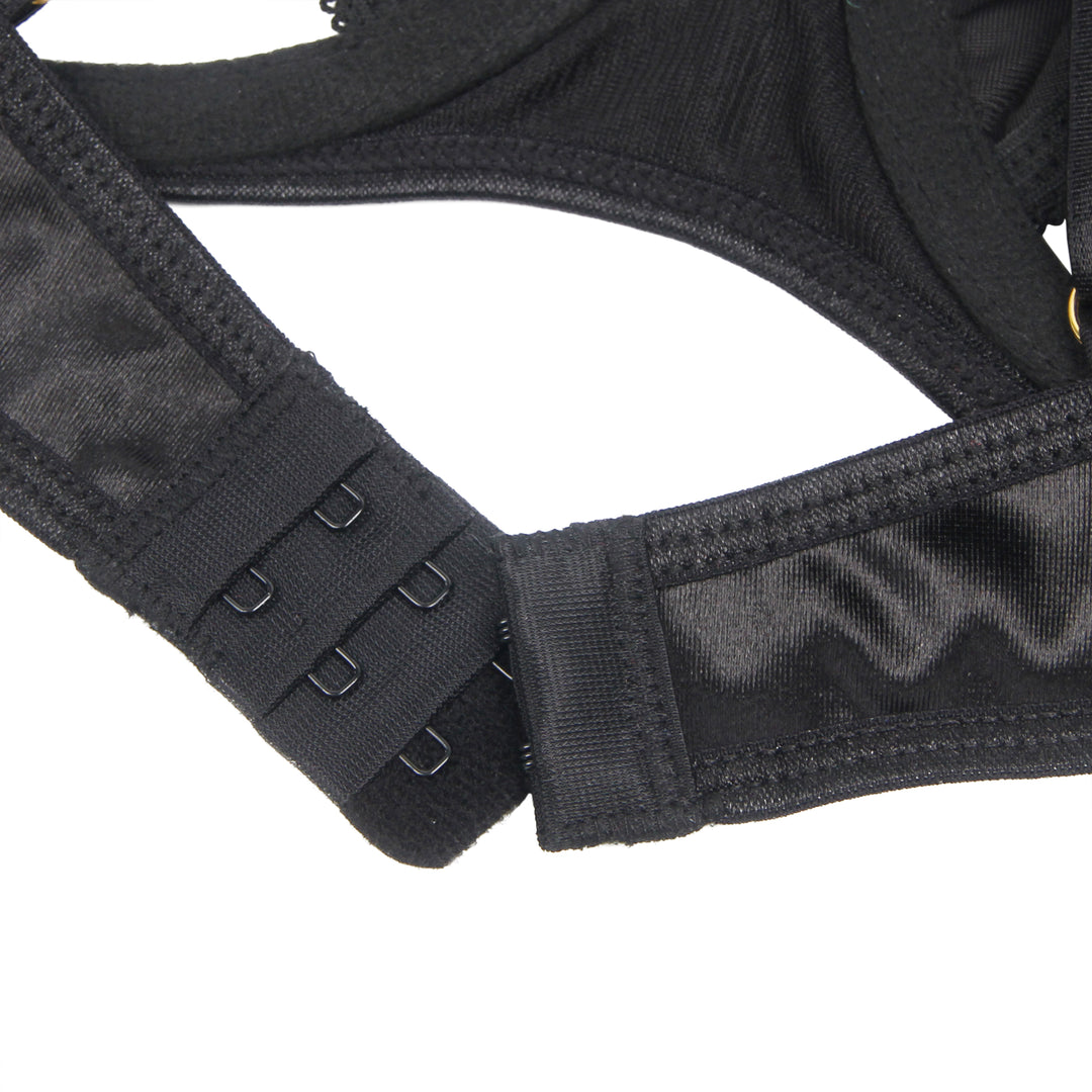 Sexy Schwarzes Samt-BH-Set – Hollow Cut & Halter, verführerische Lingerie