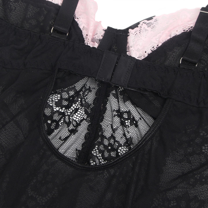 Sexy Schwarzes Rüschen-Nachtkleid – Spitze, Strapse & verführerische Lingerie
