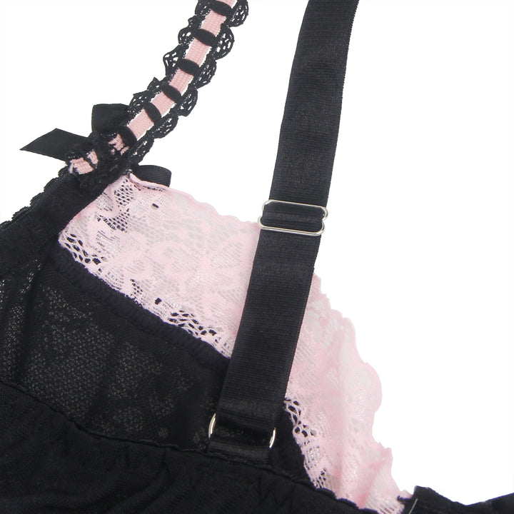 Sexy Schwarzes Rüschen-Nachtkleid – Spitze, Strapse & verführerische Lingerie