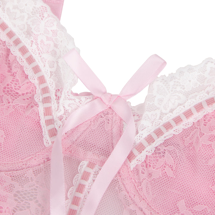 Sexy Pinkes Rüschen-Nachtkleid – Spitze & Strapse, verführerische Lingerie