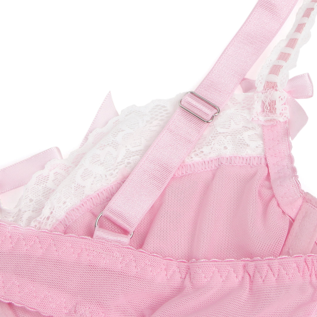 Sexy Pinkes Rüschen-Nachtkleid – Spitze & Strapse, verführerische Lingerie
