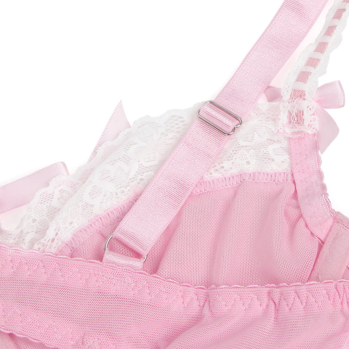 Sexy Pinkes Rüschen-Nachtkleid – Spitze & Strapse, verführerische Lingerie