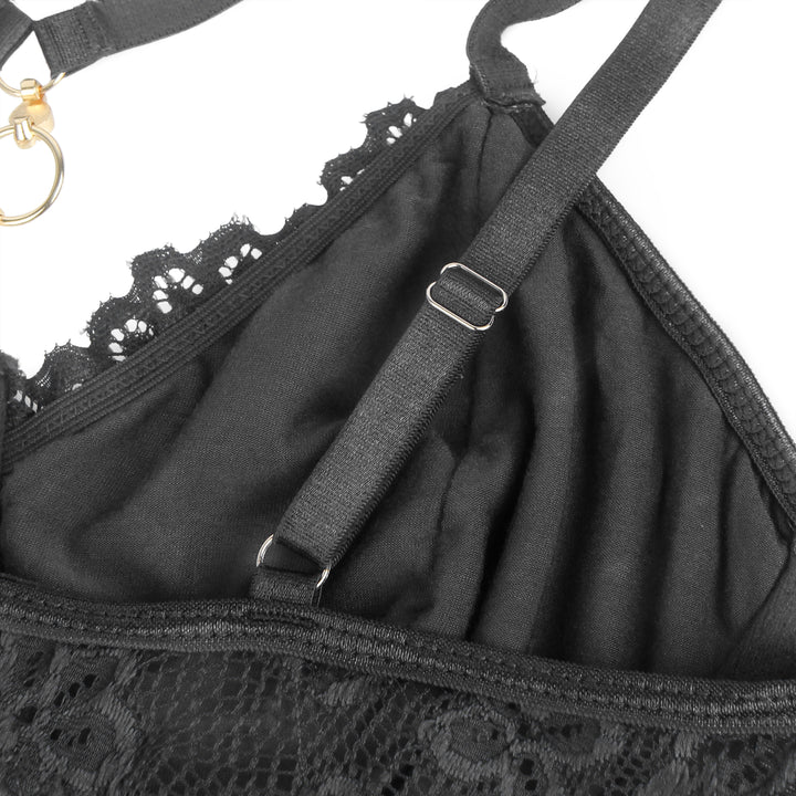 Sexy Schwarzes Nachtkleid – Modal, Spitze & Schlitz, verführerische Lingerie