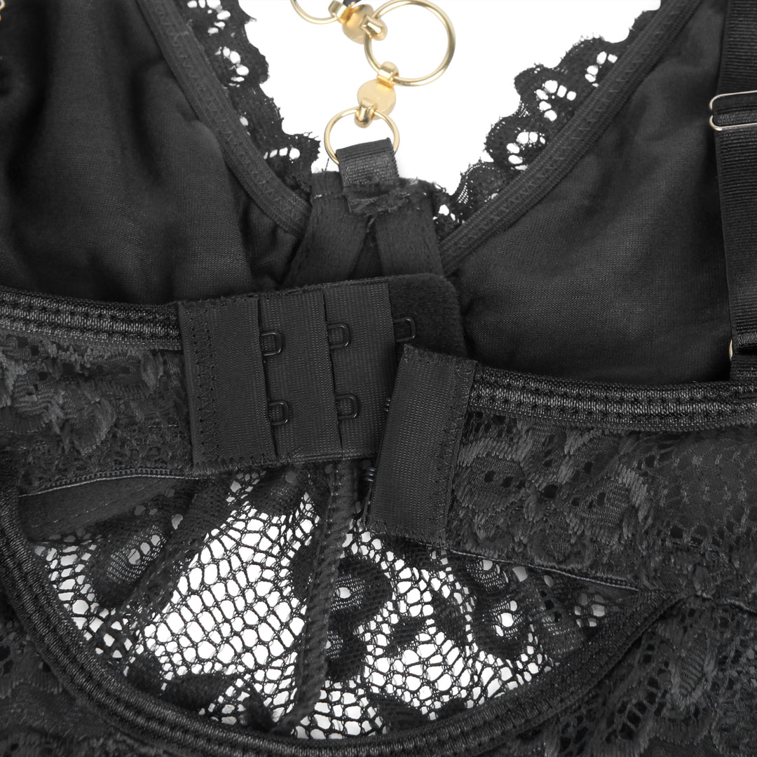 Sexy Schwarzes Nachtkleid – Modal, Spitze & Schlitz, verführerische Lingerie