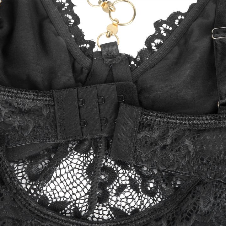 Sexy Schwarzes Nachtkleid – Modal, Spitze & Schlitz, verführerische Lingerie