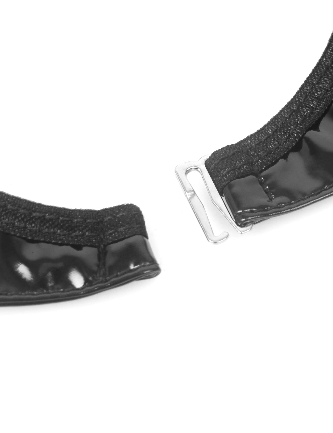 Sexy Schwarze Wet-Look Lingerie – Halter-BH, Patent-Leder & Spitze, Strapse