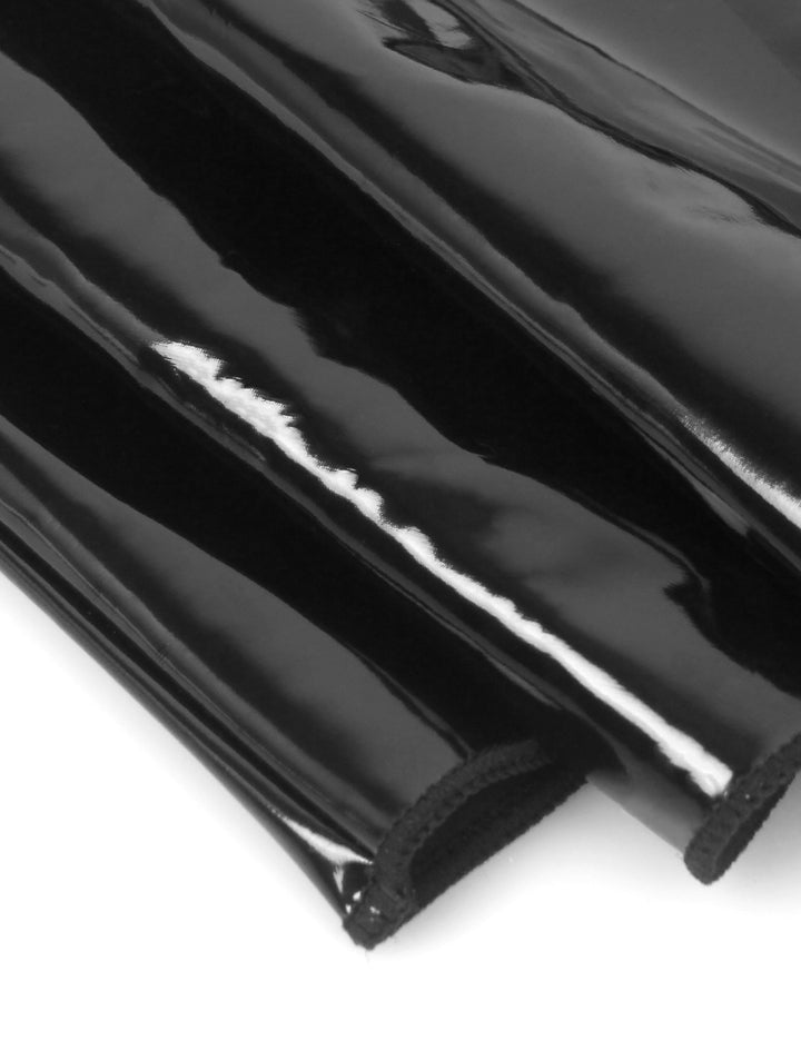 Sexy Schwarze Wet-Look Lingerie – Halter-BH, Patent-Leder & Spitze, Strapse