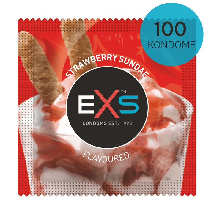 EXS Condoms Kondome 1x100 EXS Condoms Kondome mit Erdbeere Geschmack 100 - 500 Stück diskret bestellen bei marielove