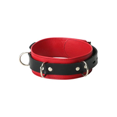 Strict Leather Halsbänder Strict Leather BDSM Halsband Halsband aus Leder in Schwarz-Rot diskret bestellen bei marielove