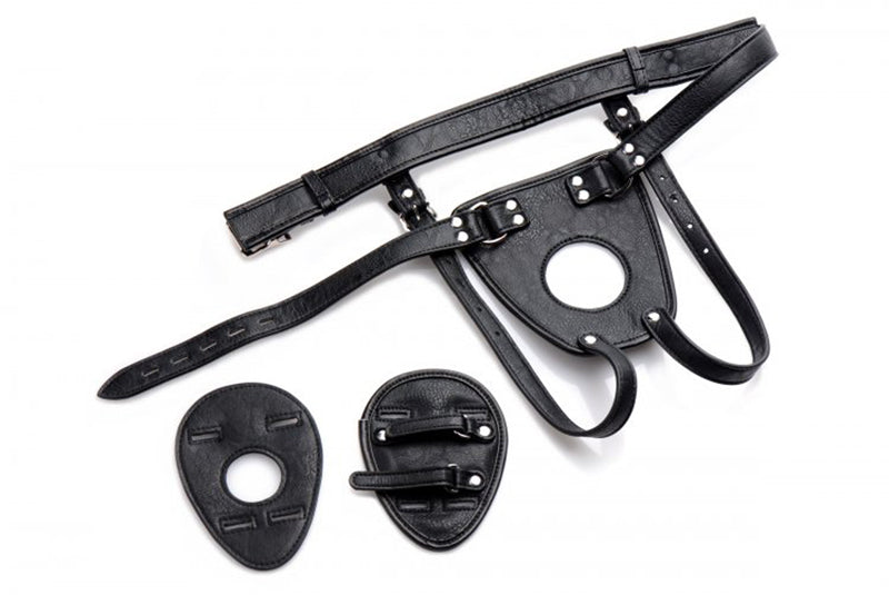 Schwarzes Leder-Harness und Masken