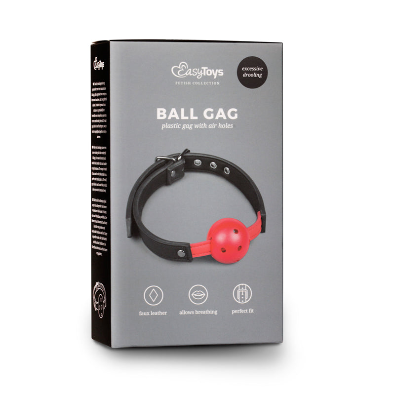 Ballknebel-Verpackung, roter Ball, Kunstlederband