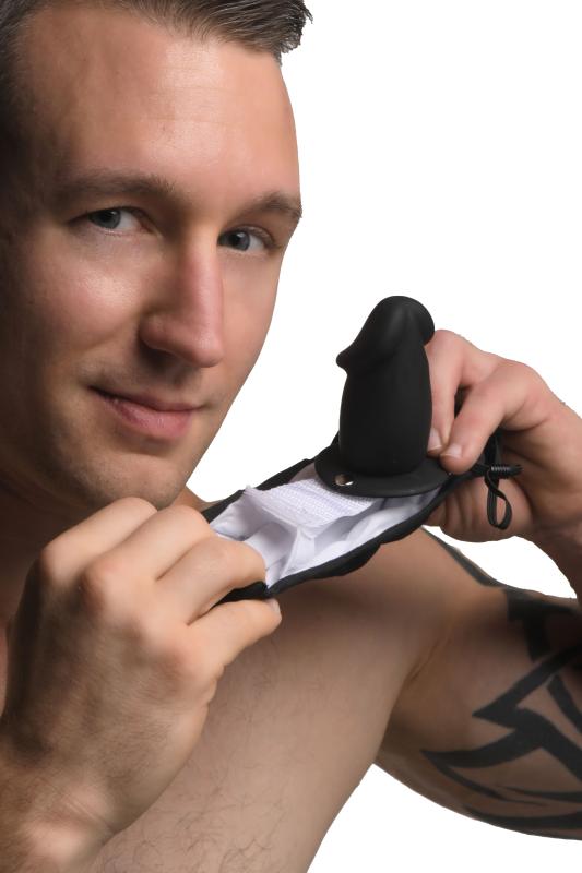 Dildo Gesichtsmaske mit Mundfüllung - Schwarz