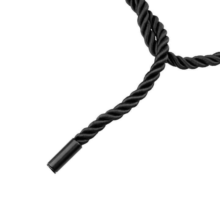Schwarzes Seil mit Metallabschluss