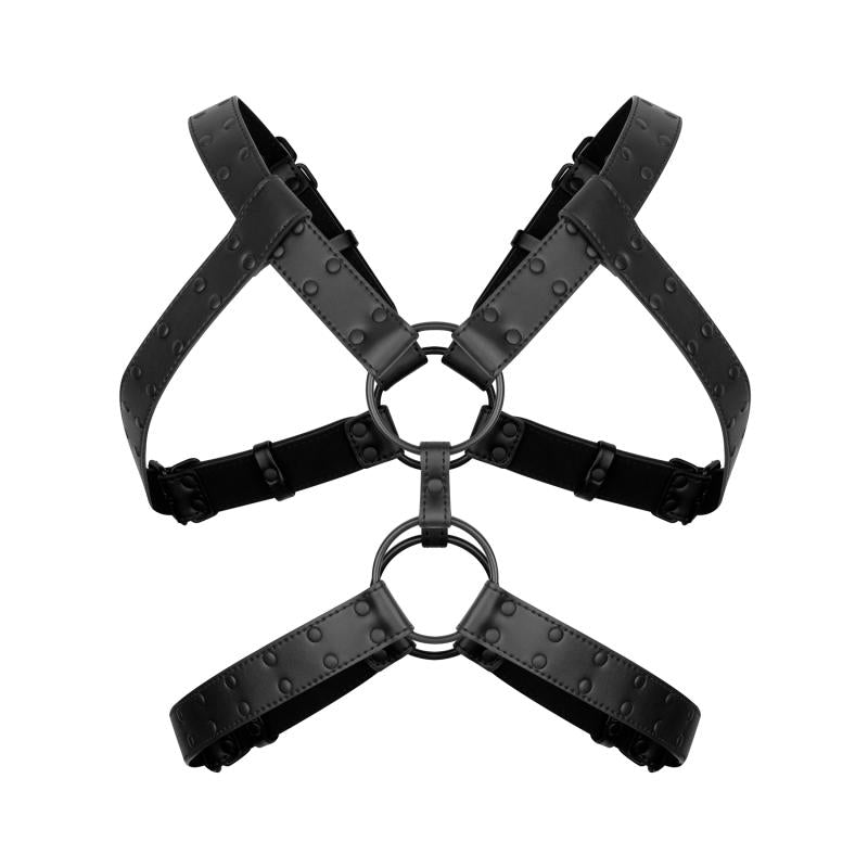 Schwarzes Leder-Harness, Metallringe